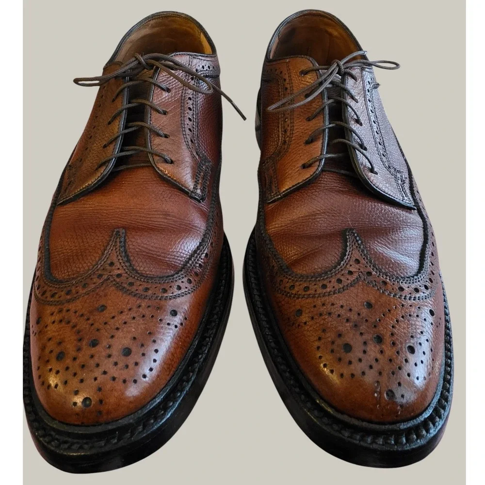 Vtg Florsheim Imperial Quality Brown Leather Wingtip Brogue Oxford Shoes Sz‎ 9B